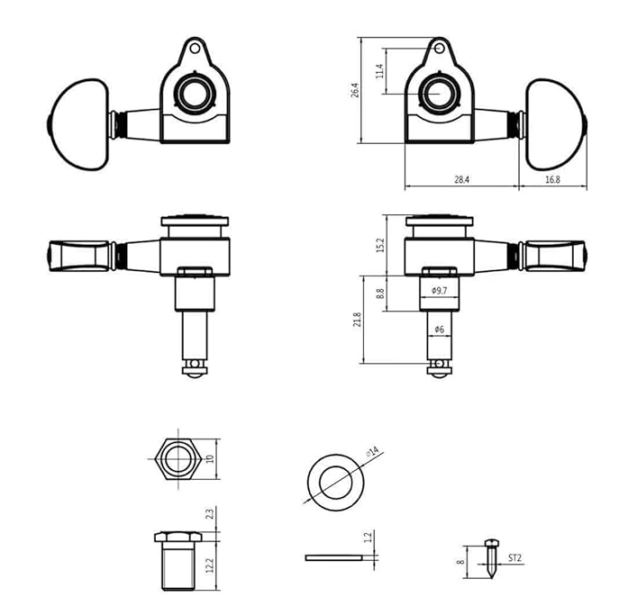 GUYKER GK-102SP Locking String Sealed Tuning Key Pegs