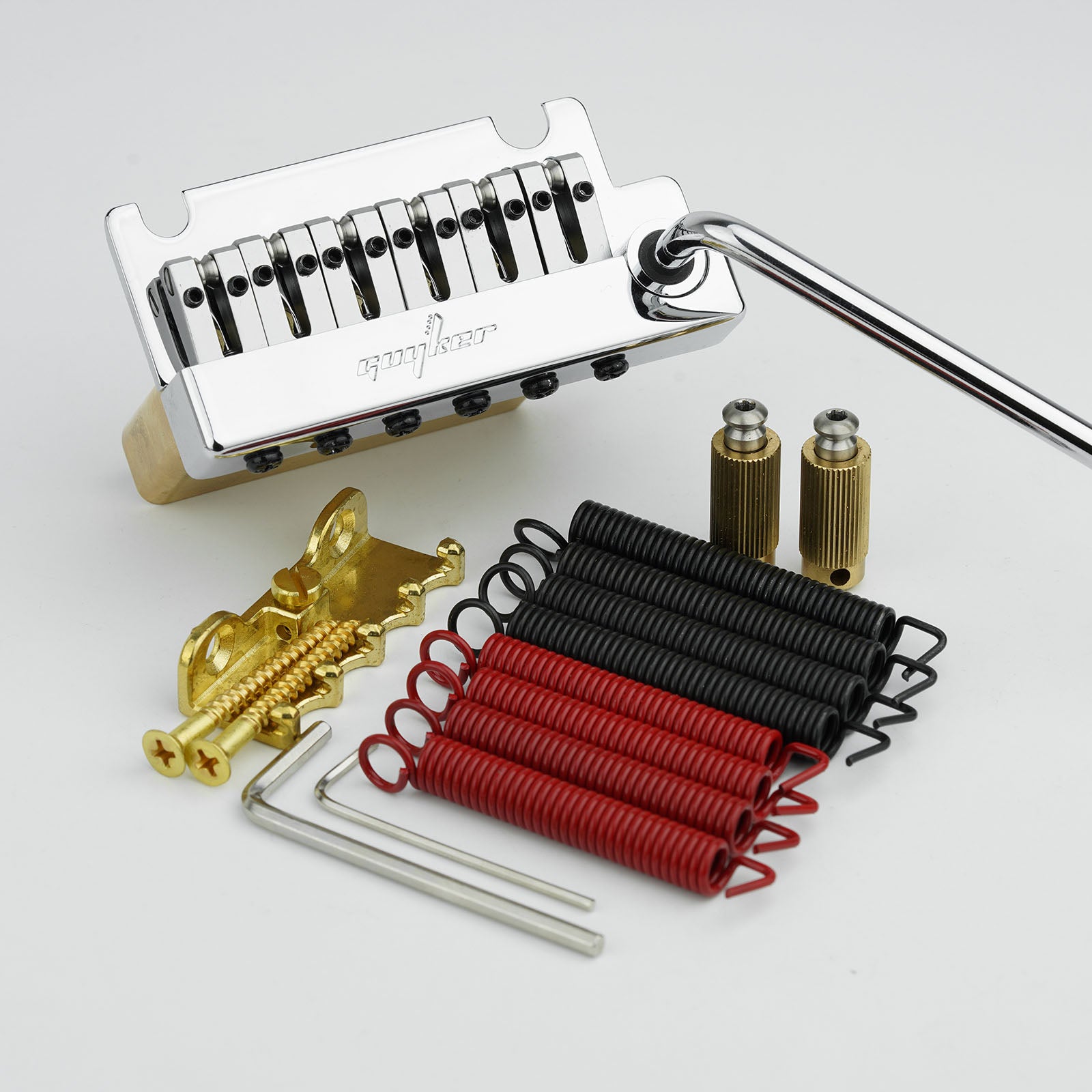 Guyker GG1009-T Non-locking 2 Point Guitar Tremolo Bridge with Brass Saddle Brass Block for Fender Strat