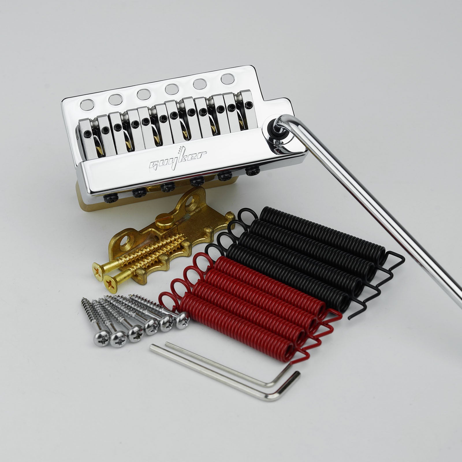 Guyker GG1009A-T Non-locking 2 Point Guitar Tremolo Bridge with Brass Saddle Brass Block for Fender Strat