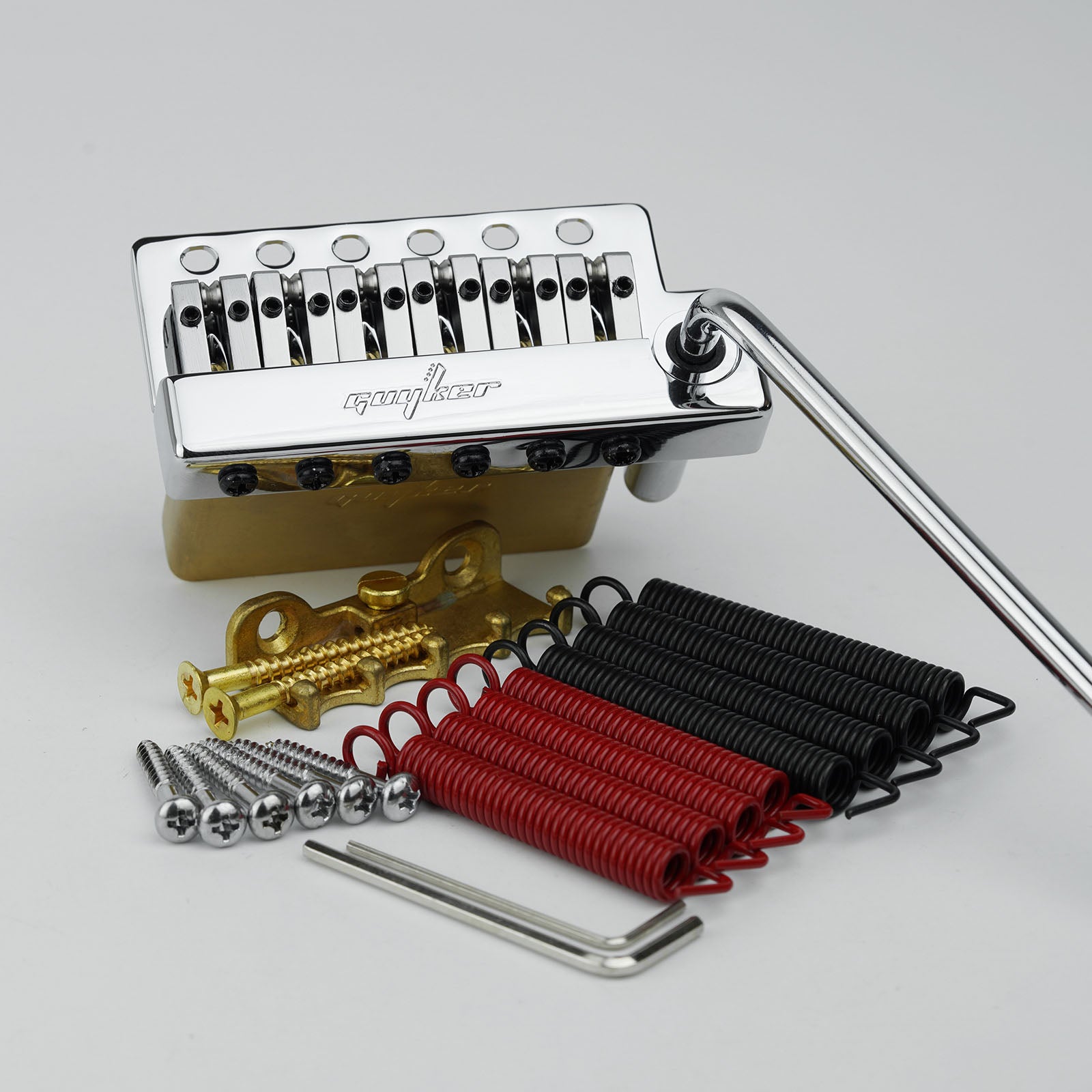 Guyker GG1009A-T Non-locking 2 Point Guitar Tremolo Bridge with Brass Saddle Brass Block for Fender Strat