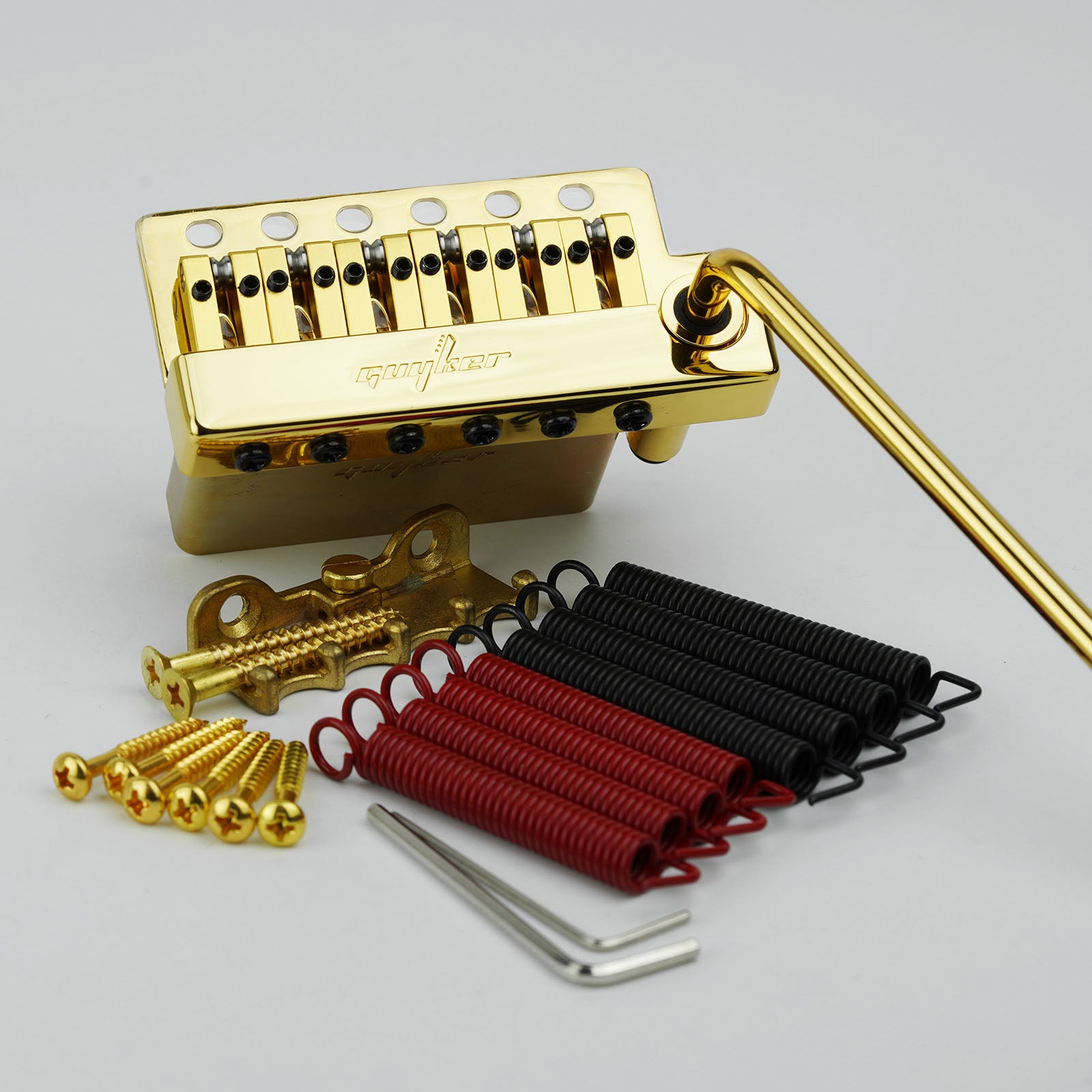 Guyker GG1009A-T Non-locking 2 Point Guitar Tremolo Bridge with Brass Saddle Brass Block for Fender Strat