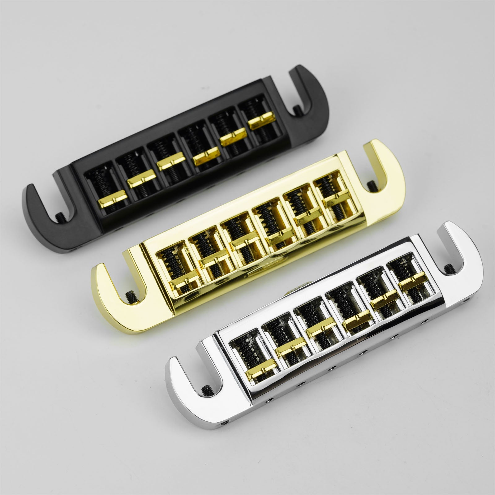 Guyker GM002 Dual-Tone Zinc Alloy Tune-O-Matic Adjustable Wraparound Bridge for Les Paul & SG Guitars